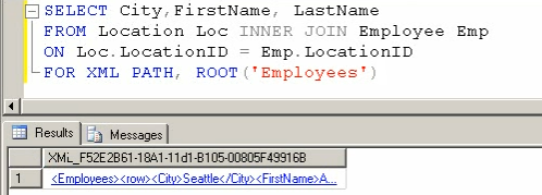 SQL query results.