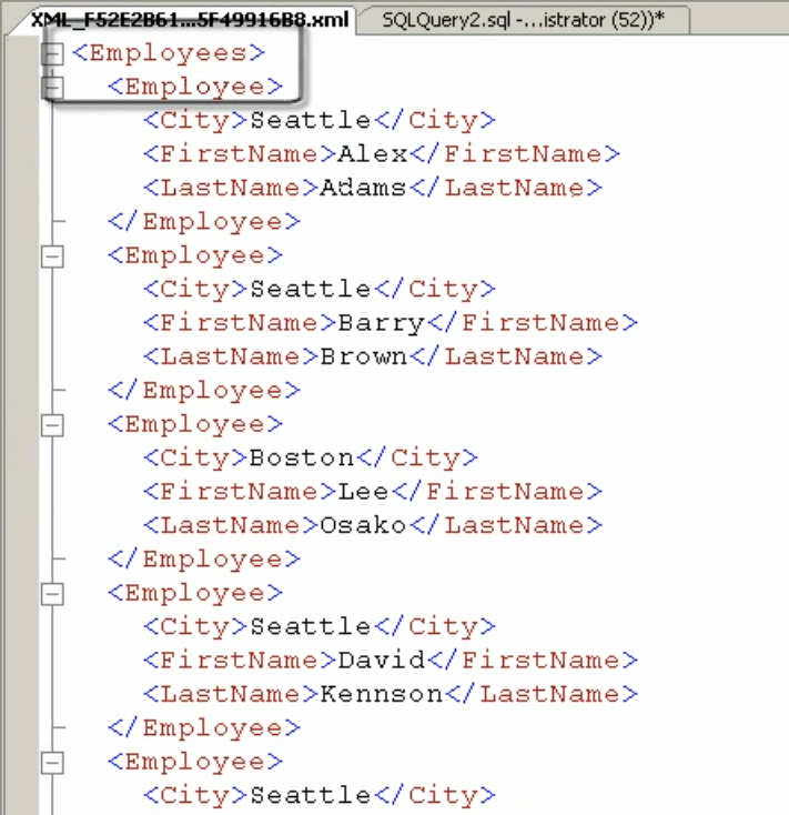 SQL Server XML Result Set Display.