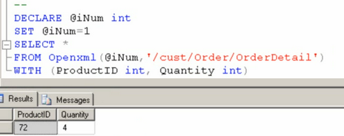 SQL Server Management Studio query window with select statement.