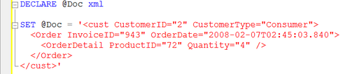 SQL Server XML Query window.