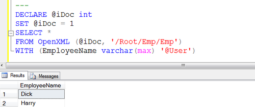 OpenXML SELECT query execution.
