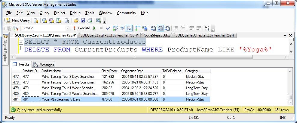 Delete product from product table.