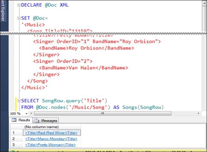 SQL Server query results window in Visual Studio.