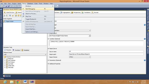 F5 Debugging button in SQL Server Management Studio.