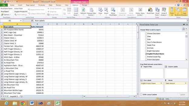 Row Labels in PivotTable Field List.