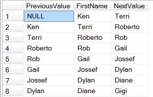 Window for retrieving previous and next rows in SELECT.