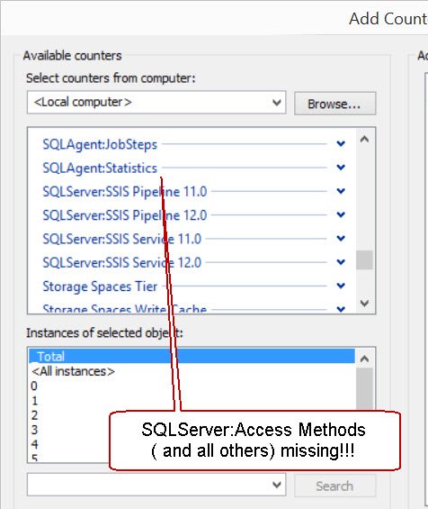 Missing SQL Server Access Methods.