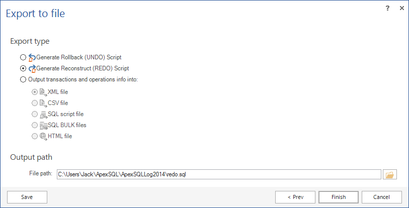 File path dialog box.