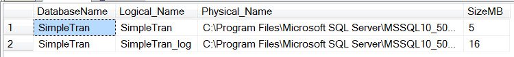 SimpleTran log file name and size.