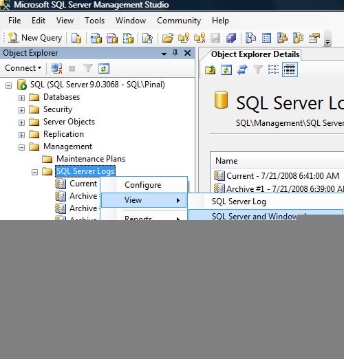 SQL Server Log.