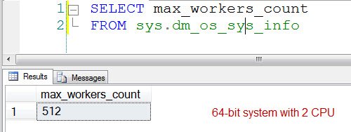 SQL Server max_workers_count result.