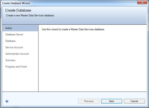 Wizard to create MDS database.