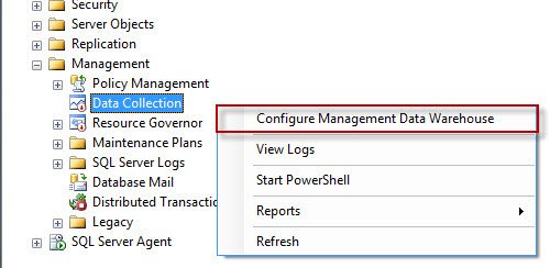 Configure Management Data Warehouse.