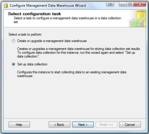 Set up data collection wizard.