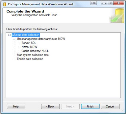 Set up data collection wizard.