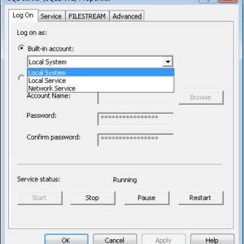 SQL Server system log window.