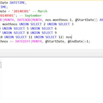 SQL Server Management Studio query window with SQL code.