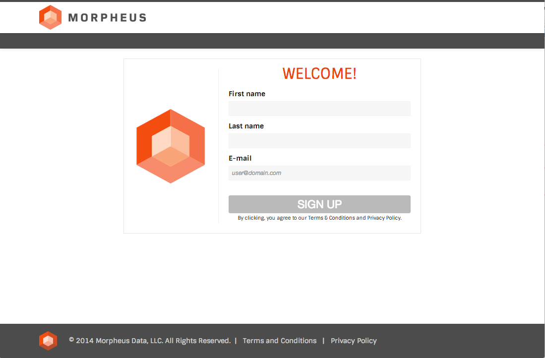 Welcome screen of database management tool.
