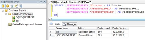 SQL Server Management Studio Query Window.