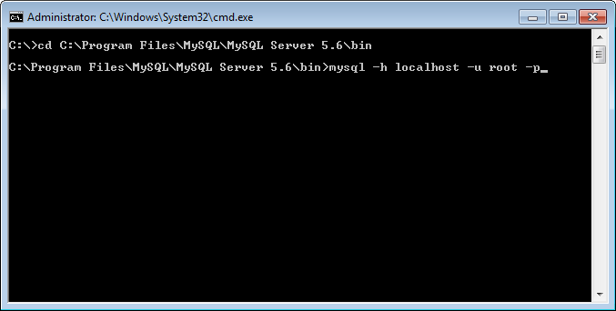 Command prompt with MySQL connection.