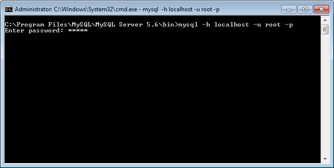 Root user in mysql command prompt.