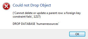 Could not drop object dialog.