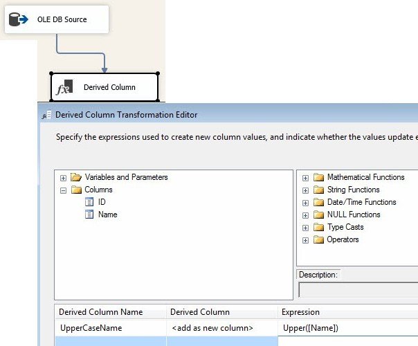 Derived Column Transformation Editor.