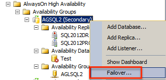 Failover Group Dialog.