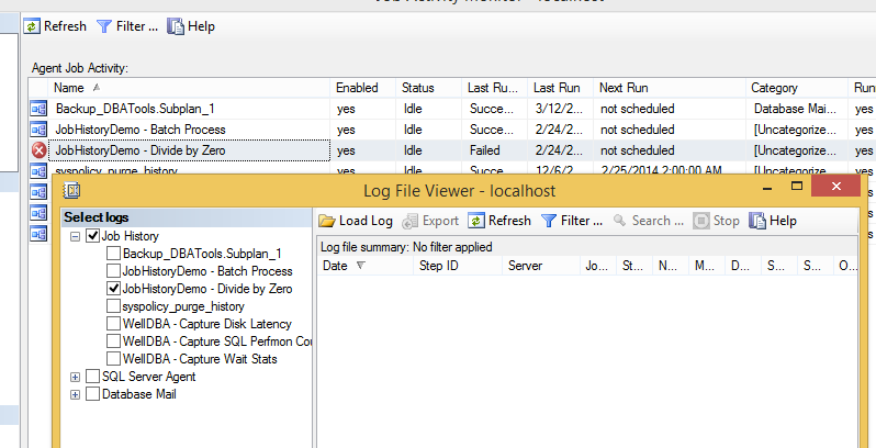 Log file viewer.