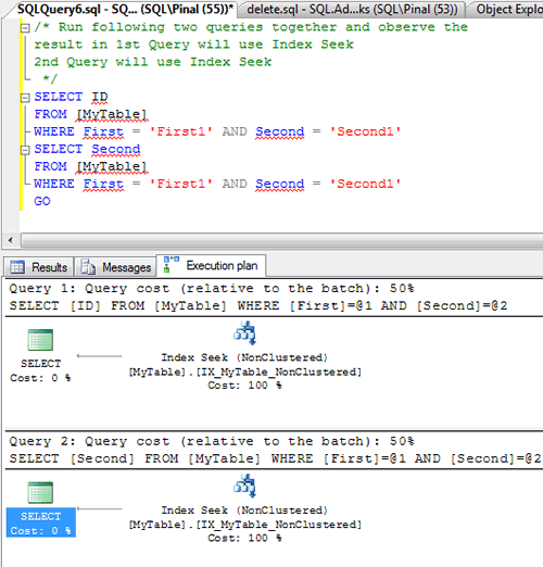 Execution plan for SQL query.