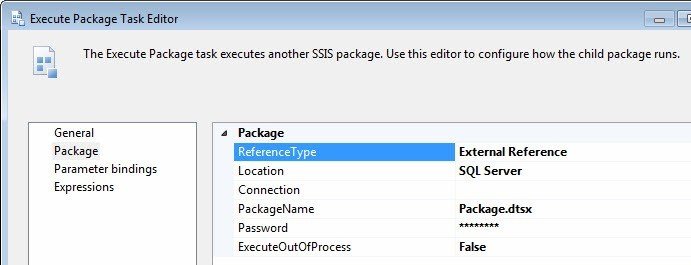 Execute Package Task Editor.