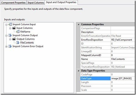 Import Column Properties.