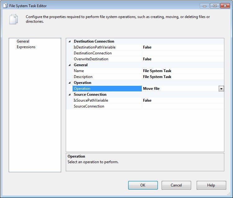 File System Task Editor.