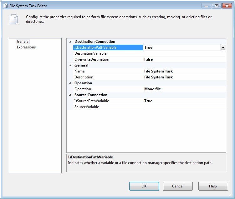 File System Task Editor.