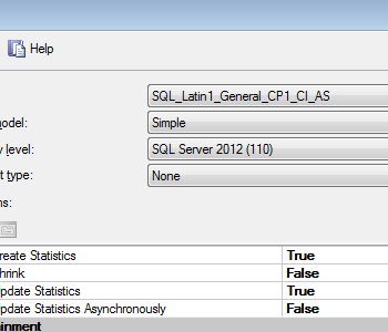 Database properties window.