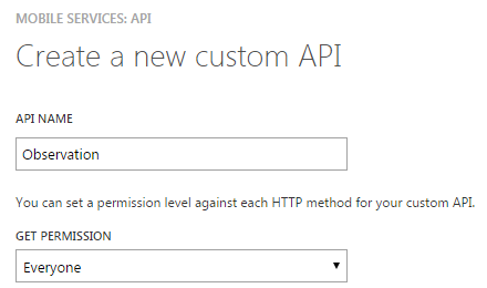 API settings for custom API.