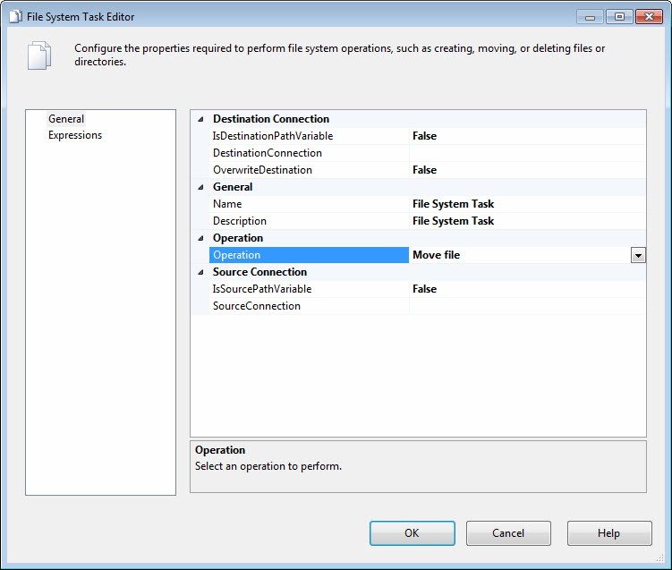 File System Task Editor.