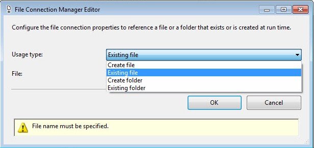 File Connection Manager Editor.