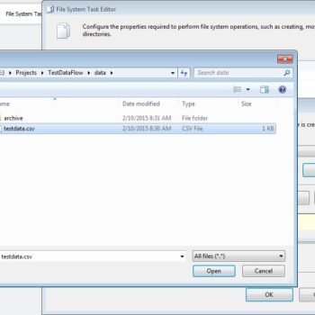 File system task editor window.
