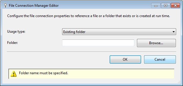 File Connection Manager Editor window.