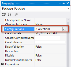 Package - Configurations window.