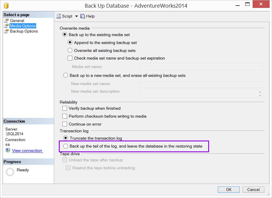Backup Up Database.