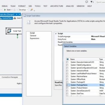 SSIS Script Task Editor.