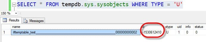 Sql tempdb sysobject.