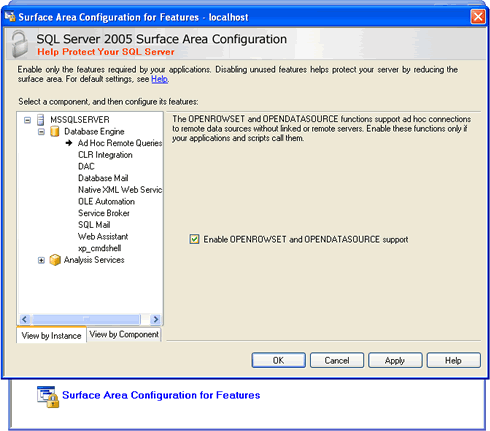 SQL Server 2005 Surface Area Configuration.