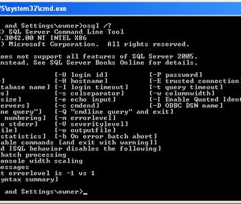 Sqlcmd command window.