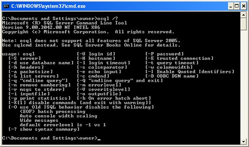 Sqlcmd command window.