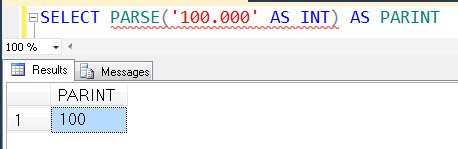 Parse result with value of 100.