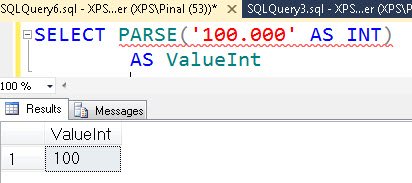 Execution plan for SELECT statement with PARSE function.