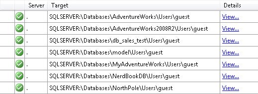 SQL Server target list.